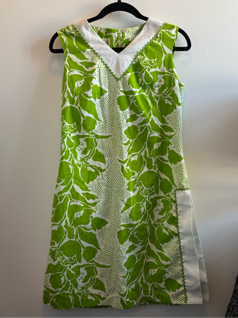 Vintage 1960s Lounge Craft Cotton Blend Print Shift Tunic Dress Union Label USA